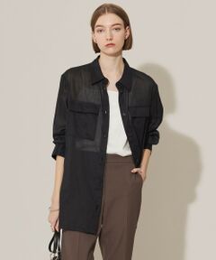 L size ONWARD(大きいサイズ) / エルサイズオンワード シャツ・ブラウス | 【洗える】ラミーコットンボイル シアーシャツ