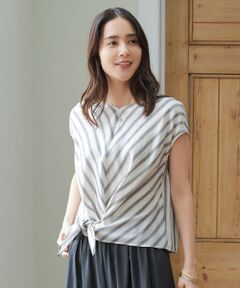L size ONWARD(大きいサイズ) / エルサイズオンワード シャツ・ブラウス | 【洗える】テンセルリネンリボン ブラウス