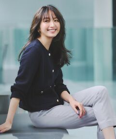 L size ONWARD(大きいサイズ) / エルサイズオンワード ノーカラージャケット | 【洗える】ラッセル ジャケット