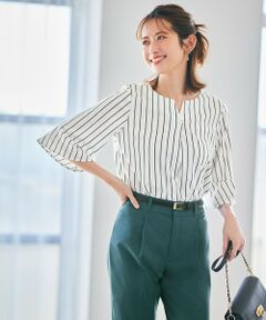 L size ONWARD(大きいサイズ) / エルサイズオンワード シャツ・ブラウス | 【接触冷感・吸水速乾・UVケア】エアリードレープスムース 七分袖 ブラウス