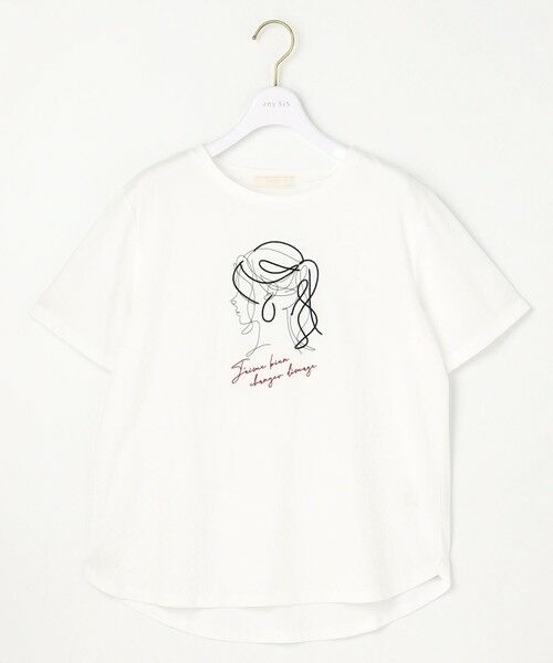 L size ONWARD(大きいサイズ) / エルサイズオンワード カットソー | 線画×刺繍ロゴ Tシャツ | 詳細4