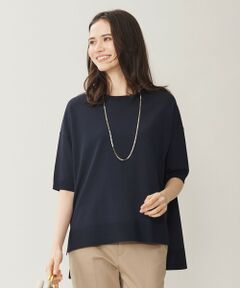 【SHIHOさん着用・WEB限定カラーあり・接触冷感・UVカット】クレープストレッチプルオーバー ニット