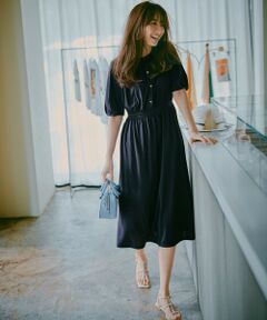 L size ONWARD(大きいサイズ) / エルサイズオンワード ロング・マキシ丈ワンピース | 【接触冷感・吸水速乾・UVケア】エアリードレープスムース ワンピース