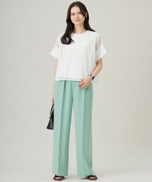 L size ONWARD(大きいサイズ) / エルサイズオンワード カットソー | 【洗える】レースエッジ Tシャツ&タンクトップセット トップス | 詳細1