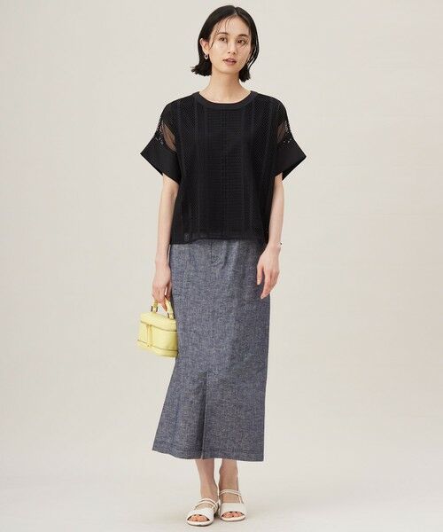 L size ONWARD(大きいサイズ) / エルサイズオンワード カットソー | 【洗える】レースエッジ Tシャツ&タンクトップセット トップス | 詳細29