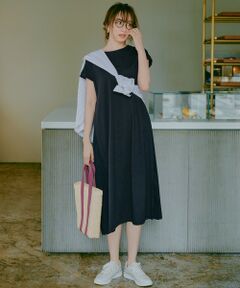 L size ONWARD(大きいサイズ) / エルサイズオンワード ロング・マキシ丈ワンピース | 【接触冷感・UVケア】冷感サイドプリーツ ワンピース