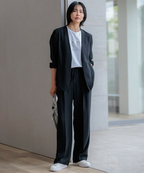 L size ONWARD(大きいサイズ) / エルサイズオンワード ノーカラージャケット | 【洗える/吸水速乾/UVカット/接触冷感】ストレッチジョーゼット ノーカラー ジャケット | 詳細5