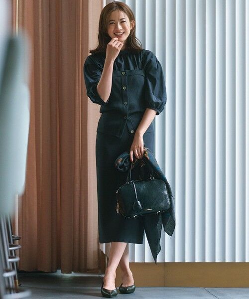 L size ONWARD(大きいサイズ) / エルサイズオンワード カットソー | 【新色追加/洗える】クリアトリコットジャージー ギャザーデザイン カットソー | 詳細16