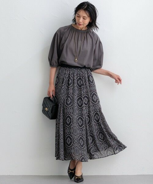 L size ONWARD(大きいサイズ) / エルサイズオンワード カットソー | 【新色追加/洗える】クリアトリコットジャージー ギャザーデザイン カットソー | 詳細19