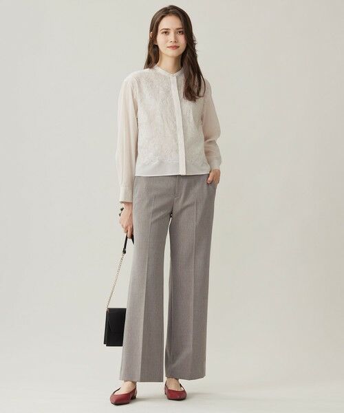 L size ONWARD(大きいサイズ) / エルサイズオンワード シャツ・ブラウス | 【洗える】シアーエンブロイダリークロップド丈 ブラウス | 詳細4