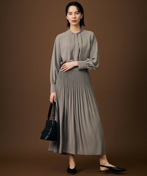 L size ONWARD(大きいサイズ) / エルサイズオンワード シャツ・ブラウス | 【17号サイズまで展開人気素材・人気素材・新色追加・カタログ掲載・セットアップ対応】ライトサテン ブラウス | 詳細1