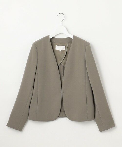 L size ONWARD(大きいサイズ) / エルサイズオンワード ノーカラージャケット | 【ご好評アイテム・セットアップ対応・セレモニー・通勤】トリアセダブルクロスノーカラー ジャケット | 詳細11