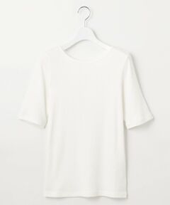 【洗える】ソフトリブ5分袖 Tシャツ