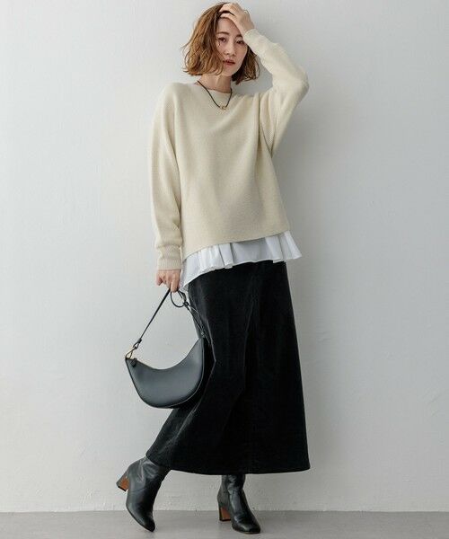 L size ONWARD(大きいサイズ) / エルサイズオンワード カットソー | 【ご好評につき新色追加】ナチュラルコットンベアコンビ ペプラム カットソー | 詳細18