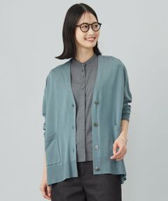 【洗える】SILKY RAYON STRETCH Vネック カーディガン