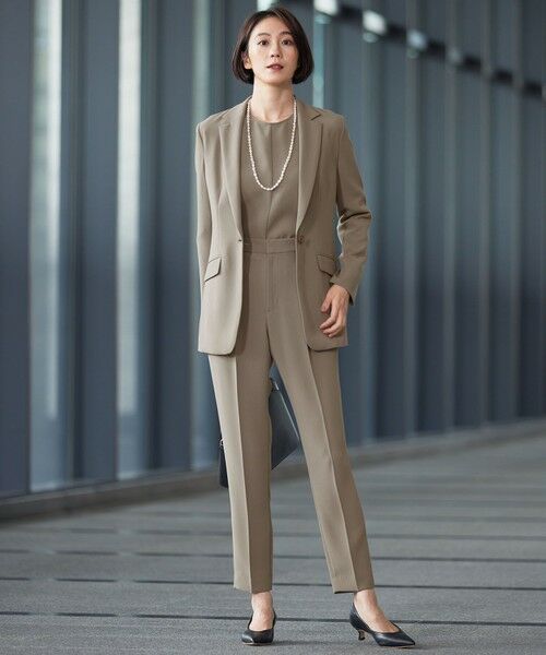 L size ONWARD(大きいサイズ) / エルサイズオンワード その他パンツ | 【19号サイズまで展開・カタログ掲載・セットアップ対応】トリアセダブルクロステーパード パンツ | 詳細2