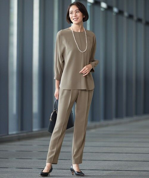 L size ONWARD(大きいサイズ) / エルサイズオンワード その他パンツ | 【19号サイズまで展開・カタログ掲載・セットアップ対応】トリアセダブルクロステーパード パンツ | 詳細1