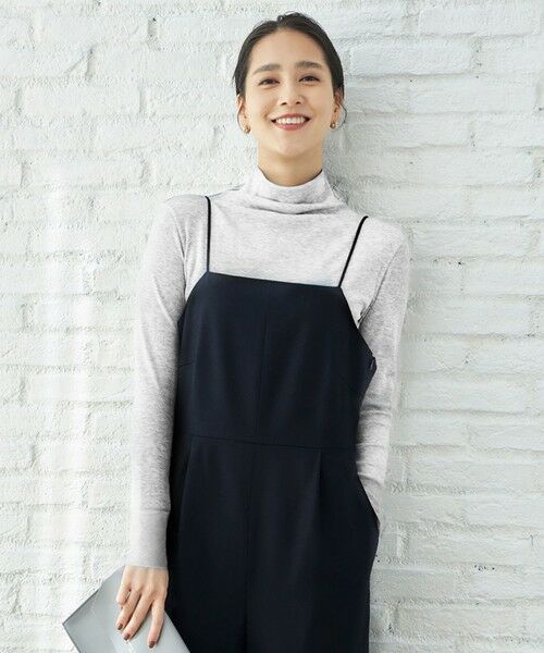 L size ONWARD(大きいサイズ)/エルサイズオンワード 【洗える】ベアテレコボトルネック カットソー [新色]グレー(ラメ) 46