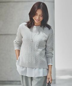 【洗える】WOOL BLEND AIR クルーネック ニット