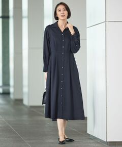 L size ONWARD(大きいサイズ) / エルサイズオンワード ミニ丈・ひざ丈ワンピース | 【洗える】トロピカルストレッチシャツ ドレス