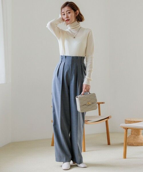 L size ONWARD(大きいサイズ) / エルサイズオンワード その他パンツ | ナチュラルストレッチサキソニー タック ワイドパンツ | 詳細19