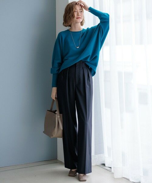 L size ONWARD(大きいサイズ) / エルサイズオンワード その他パンツ | ナチュラルストレッチサキソニー タック ワイドパンツ | 詳細23