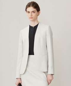 L size ONWARD(大きいサイズ) / エルサイズオンワード ノーカラージャケット | 【洗える】プロヴィスウールツイル ノーカラージャケット