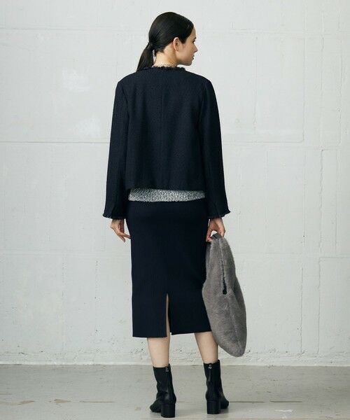 L size ONWARD(大きいサイズ) / エルサイズオンワード ノーカラージャケット | 【SHIHOさん着用】ブライトリングツイード ジャケット | 詳細18