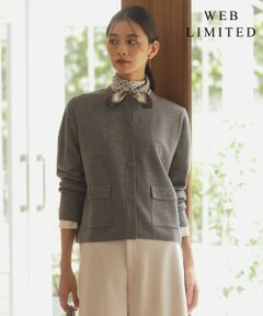 【WEB限定・洗える】WORSTED WOOL クルーネック カーディガン