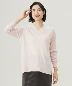 【洗える】CASHMERE BLEND Vネック プルオーバーニット