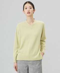 【洗える】CASHMERE BLEND Vネック プルオーバーニット