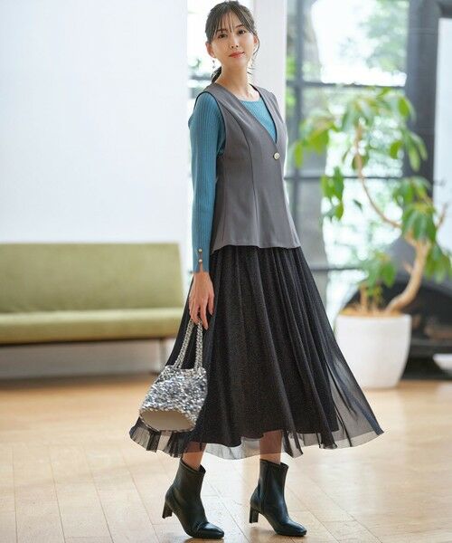 L size ONWARD(大きいサイズ) / エルサイズオンワード ニット・セーター | 【ウールブレンドシリーズ】ベースネックリブコンビ ニット | 詳細18