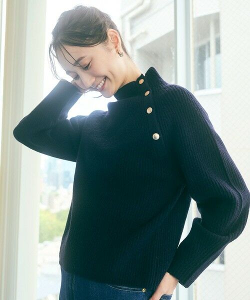 L size ONWARD(大きいサイズ) / エルサイズオンワード ニット・セーター | 【洗える】ボトルネックボタンポイントAir ニット | 詳細9