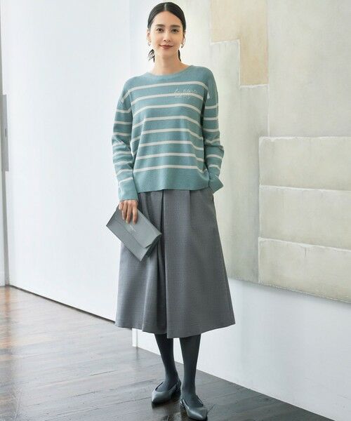 L size ONWARD(大きいサイズ) / エルサイズオンワード ニット・セーター | 【洗える】コットンウールハイゲージボーダー ニット | 詳細5