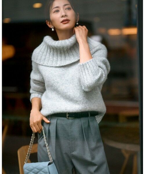 L size ONWARD(大きいサイズ) / エルサイズオンワード ニット・セーター | 【洗える】エアリーベビーアルパカ ボリュームカラー ニット | 詳細3