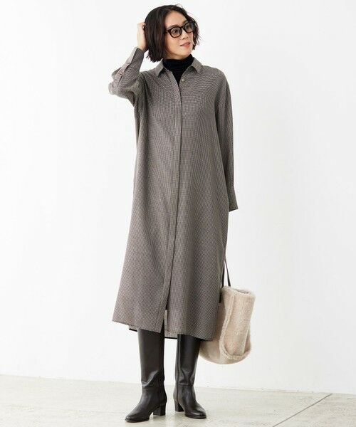 L size ONWARD(大きいサイズ) / エルサイズオンワード ミニ丈・ひざ丈ワンピース | 【洗える】ライトビエラシャツ ワンピース | 詳細15