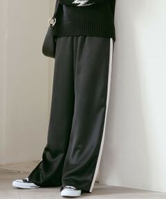 L size ONWARD(大きいサイズ) / エルサイズオンワード その他パンツ | 【SLOW/一部店舗限定】ブライトサテン ライン パンツ