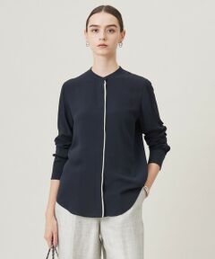 L size ONWARD(大きいサイズ) / エルサイズオンワード シャツ・ブラウス | 【UVケア・速乾・洗える】BackSatinAmunzen バンドカラーブラウス