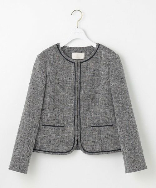 L size ONWARD(大きいサイズ) / エルサイズオンワード ノーカラージャケット | 【洗える】ライトストレッチ ツイード ジャケット | 詳細14