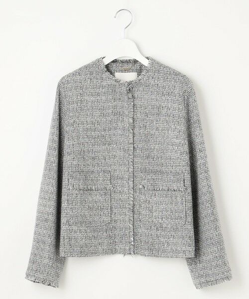 L size ONWARD(大きいサイズ) / エルサイズオンワード ノーカラージャケット | 【セットアップ対応・洗える】ライトミックスツイード ジャケット | 詳細5