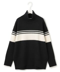 【CLASSY.1月号掲載・洗える】ソフトカシミヤミックス 配色ボーダーハイネックニット