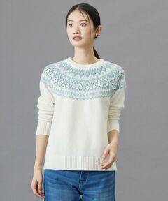 【WEB限定カラーあり・洗える】FAIR ISLE ラウンドネック ニット