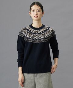 【WEB限定カラーあり・洗える】FAIR ISLE ラウンドネック ニット