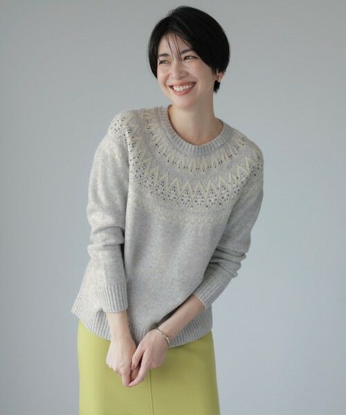 L size ONWARD(大きいサイズ) / エルサイズオンワード ニット・セーター | 【WEB限定カラーあり・洗える】FAIR ISLE ラウンドネック ニット | 詳細9