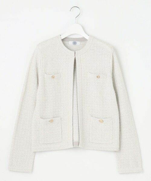 L size ONWARD(大きいサイズ) / エルサイズオンワード ノーカラージャケット | TWEED ニット ジャケット | 詳細4