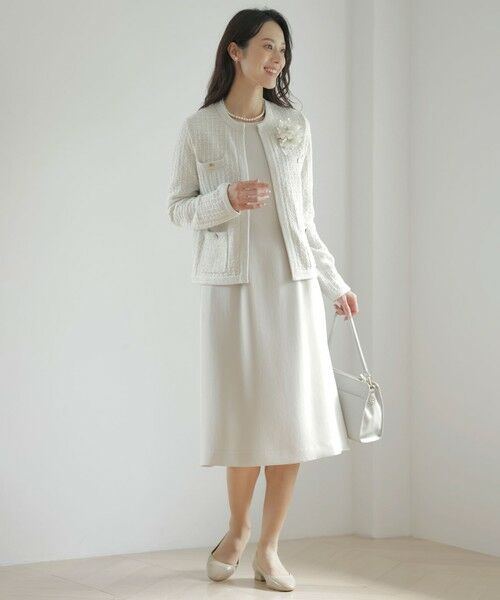 L size ONWARD(大きいサイズ) / エルサイズオンワード ノーカラージャケット | TWEED ニット ジャケット | 詳細1