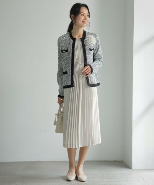 L size ONWARD(大きいサイズ) / エルサイズオンワード ノーカラージャケット | TWEED ニット ジャケット | 詳細5