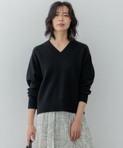 【洗える】ウールカシミヤ Vネック ニット