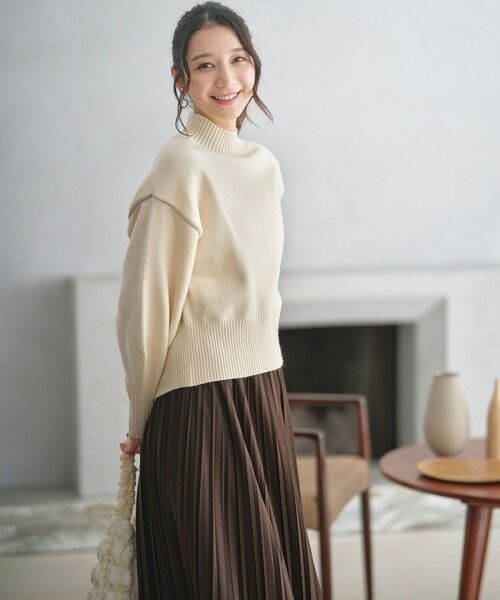 L size ONWARD(大きいサイズ) / エルサイズオンワード セットアップ | 【洗える・2SET】ボリューム ニット × スエードライク スカート セット | 詳細2