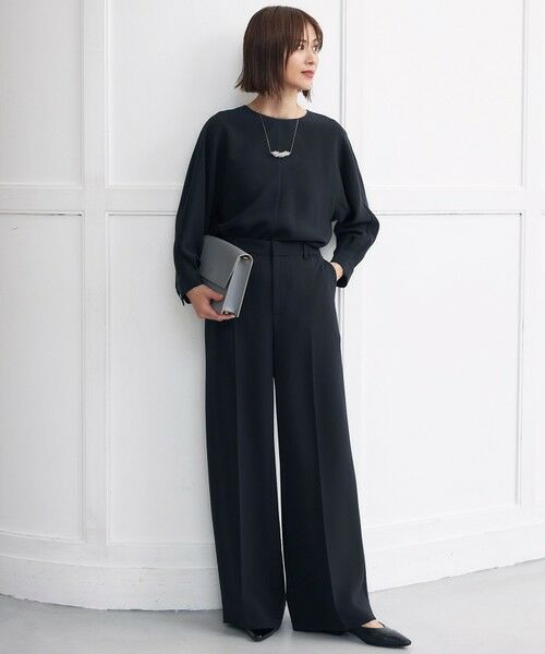 L size ONWARD(大きいサイズ) / エルサイズオンワード その他パンツ | 【セットアップ対応・洗える】トリアセダブルクロス ワイドパンツ | 詳細10